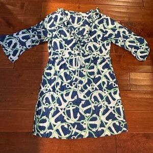 Nautical Blue and Green Kids Dress